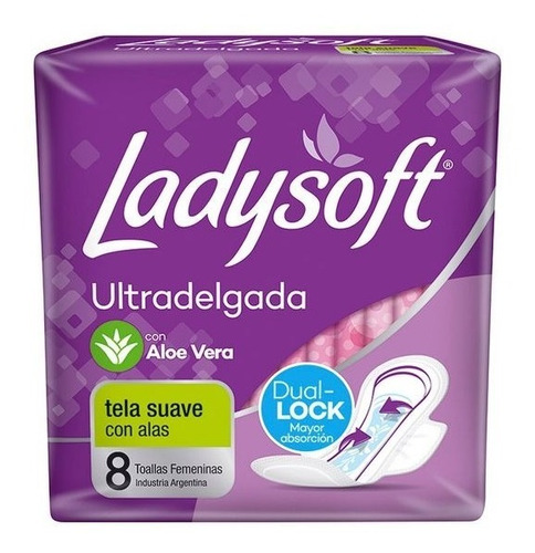 TOALLITAS FEM LADYSOFT T.DUAL ULTRA DELGADA C/A X 8 SUAVE VIOLETA